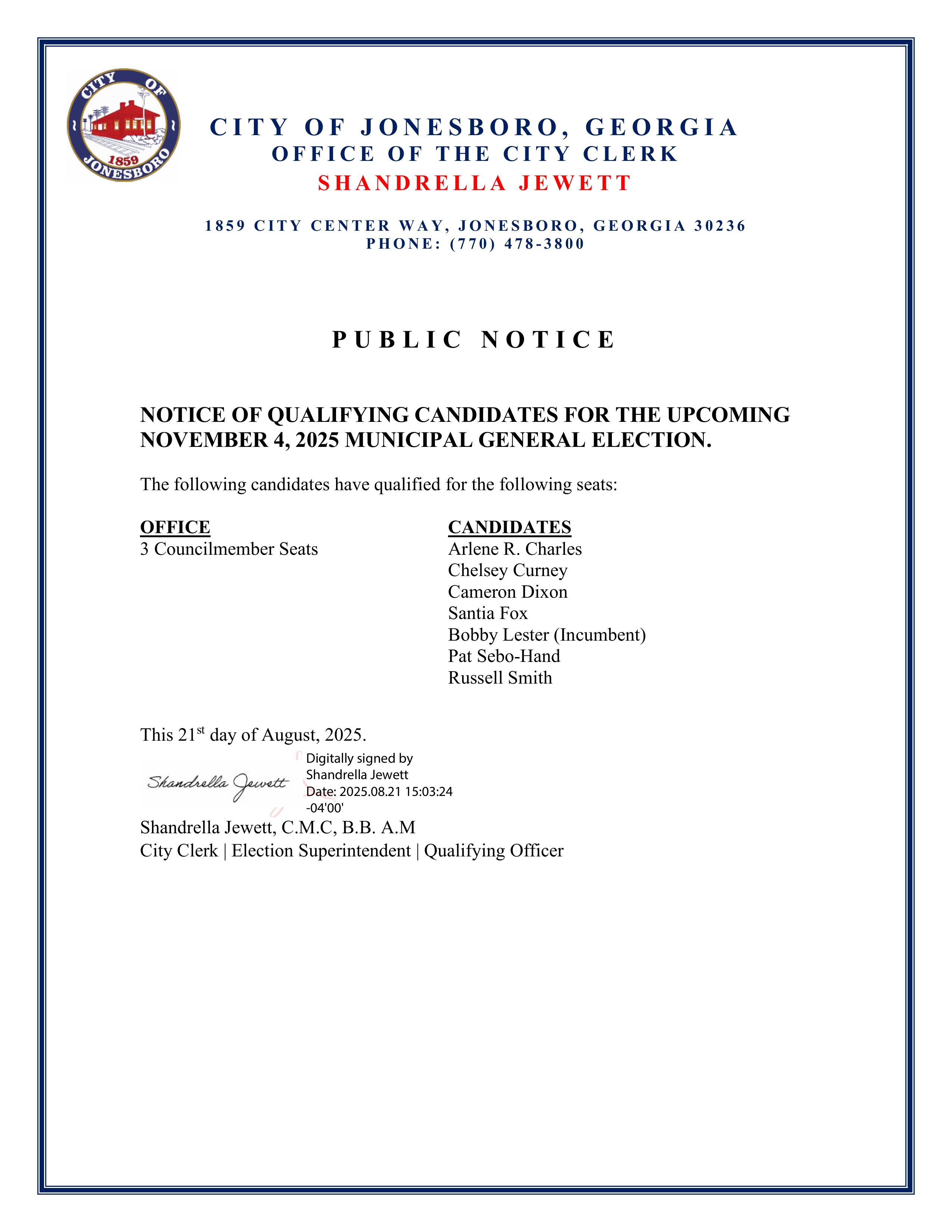 PUBLIC NOTICE 